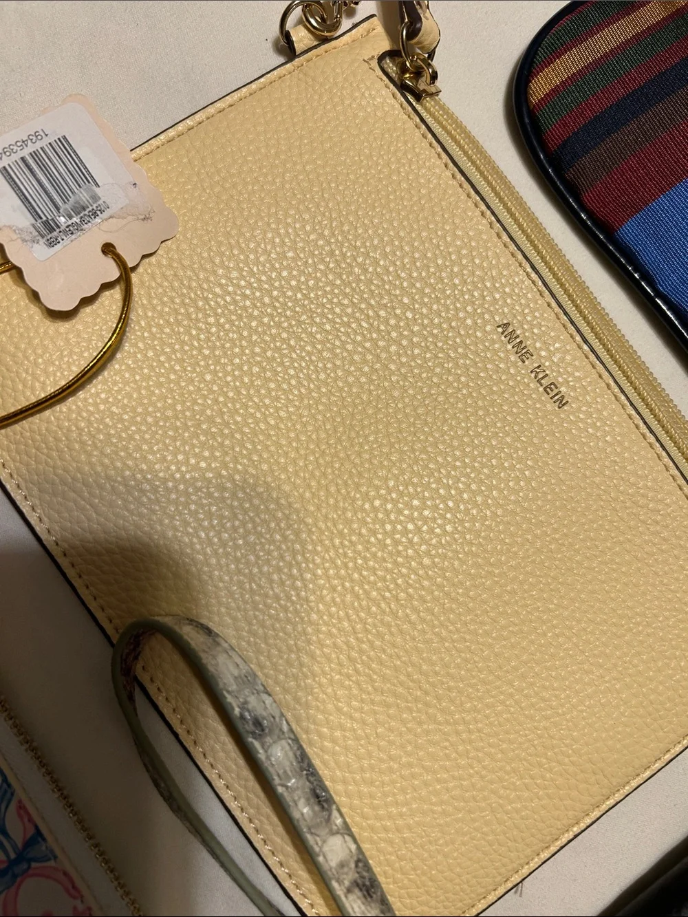Anne Klein Pale Yellow Leather Wristlet with Gold Hardwareall 7 pc